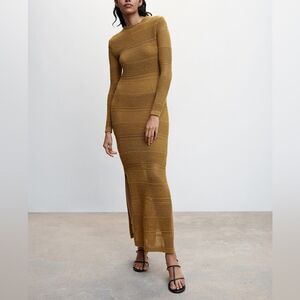 NEW Mango MNG knit long sleeve open back maxi dress women’s size medium